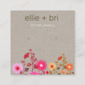 Land Floral Boho Kraft Stud Earning Display Vierkante Visitekaartje (Voorkant)
