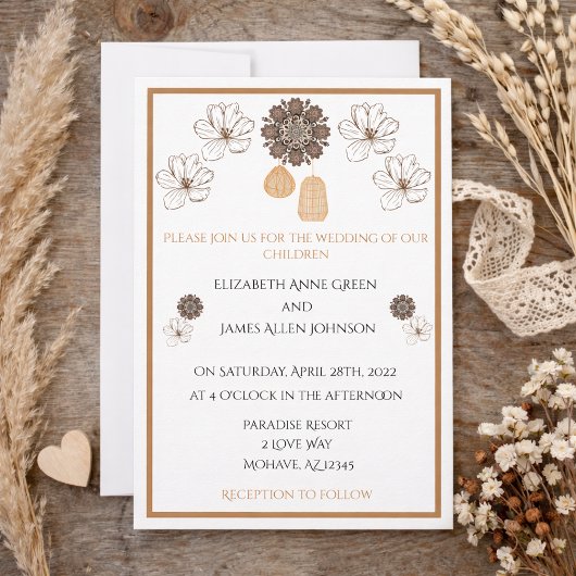 Land Floral Boho Wedding Invitation Kaart