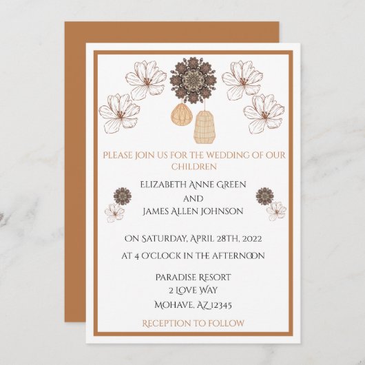 Land Floral Boho Wedding Invitation Kaart (Voorkant / Achterkant)