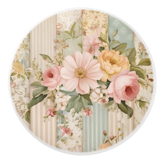  land Floral Keramische Knop (Voorkant)