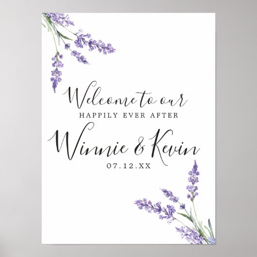 Land Floral, lavender Wedding Poster (Voorkant)