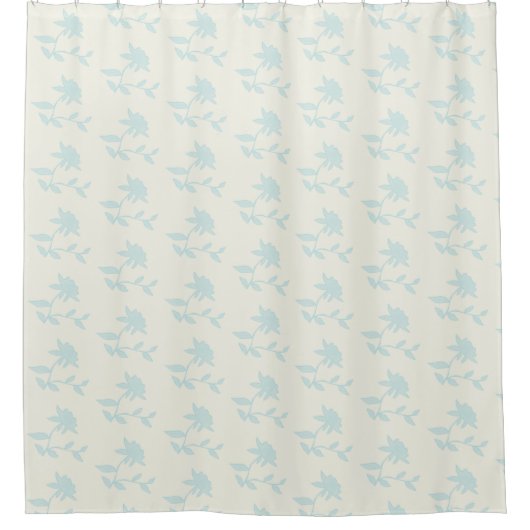 Land Floral Light Blue en Cream Pattern Douchegordijn (Voorkant)