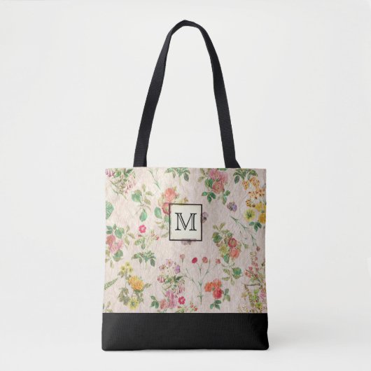 Land Floral Monogram Tote Bag (Voorkant)