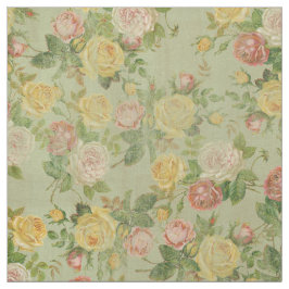 land — Floral Pink en Green Rustic Print Stof