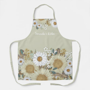 Land Floral Sunflower Garden Women's Name Apron Schort