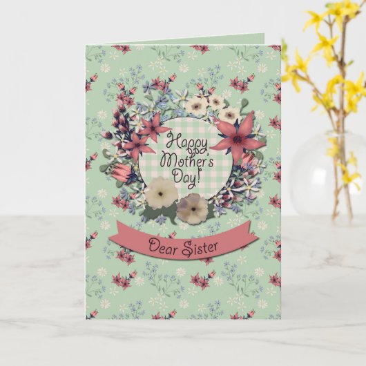 Land Floral | Voor zuster | MOEDERDAG Kaart (Gele Bloem)