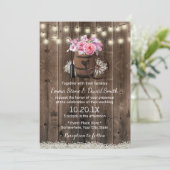 Land Floral Wood Barrel Rustic Wedding Kaart (Staand voorkant)
