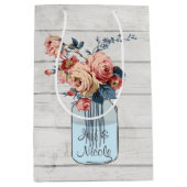 Land Floral Wood Mason Jar Wedding Medium Cadeauzakje (Voorkant)