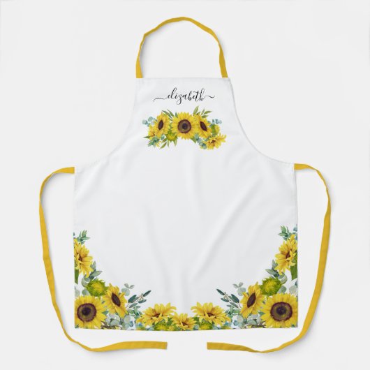 Land Florence Waterverf Geel Zonnebloem Schort (Voorkant)