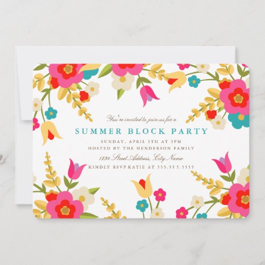 Land Flowers Summer Party nodigt uit Kaart (Voorkant)