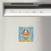 LAND FOLK ART THANKSGIVING TURKEY MAGNET Square (Insitu (Vaatwasser))