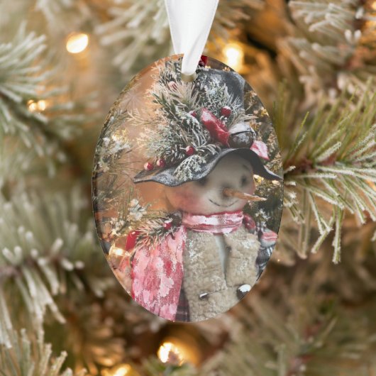 Land Forest Snowman Primitive Ornament (Boom)