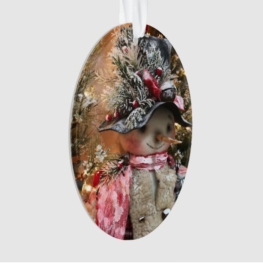 Land Forest Snowman Primitive Ornament (voorkant)