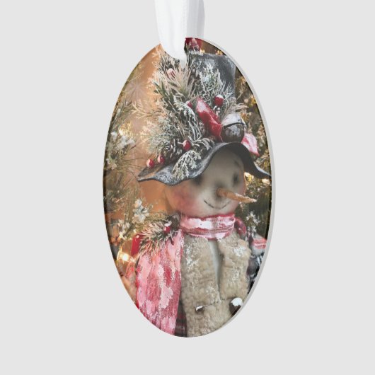 Land Forest Snowman Primitive Ornament (voorkant)