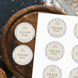 Land Frans Blauw Gestreepte Bakkerij Logo Gestreep Ronde Sticker
