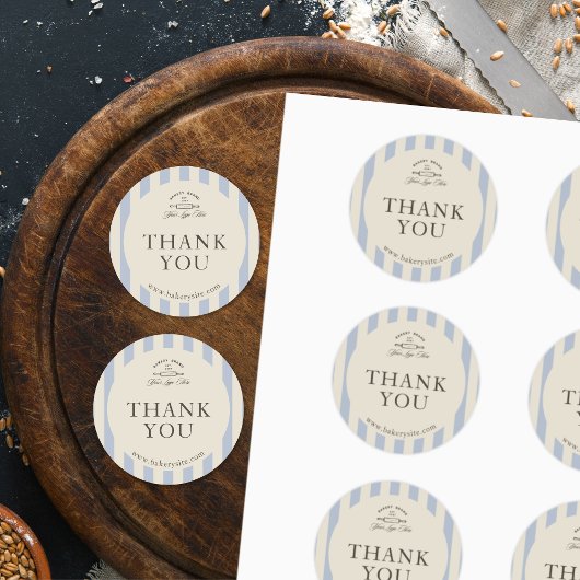 Land Frans Blauw Gestreepte Bakkerij Logo Gestreep Ronde Sticker