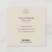 Land Frans Blauw Gestreepte Bakkerij Logo Gestreep Vierkante Visitekaartje (Achterkant)