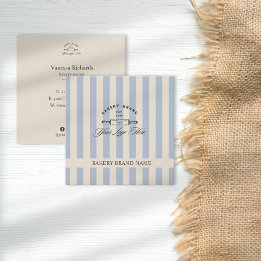 Land Frans Blauw Gestreepte Bakkerij Logo Gestreep Vierkante Visitekaartje