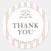 Land Frans Roze Gestreepte Bakkerij Logo Bedankt Ronde Sticker (Voorkant)