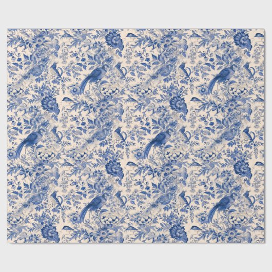 Land Frans Tuin Toile de Jouy Blue Cadeaupapier (Vlak)