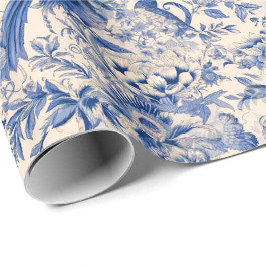 Land Frans Tuin Toile de Jouy Blue Cadeaupapier (Rol Hoek)