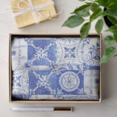 Land Franse boerderij blauw wit Tegel decoupage Tissuepapier (Geschenk)