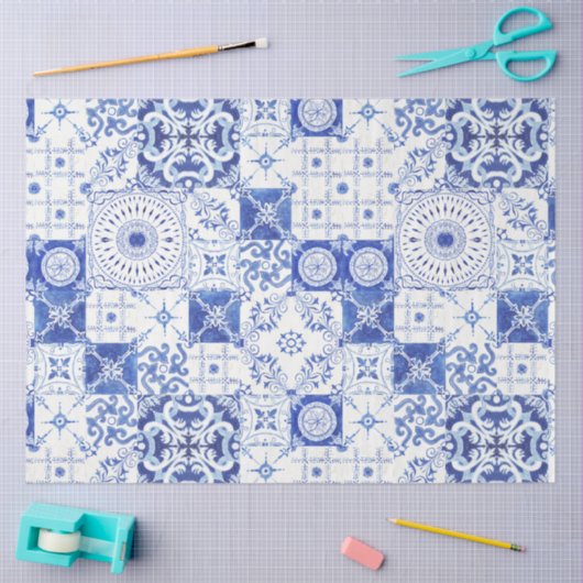 Land Franse boerderij blauw wit Tegel decoupage Tissuepapier (Craft)