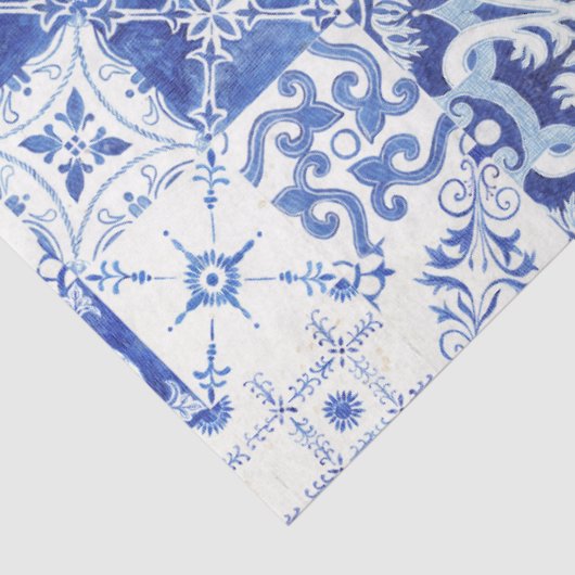 Land Franse boerderij blauw wit Tegel decoupage Tissuepapier (Detail)