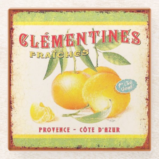  Land Franse Fruit Advertentie Glazen Onderzetter (Voorkant)
