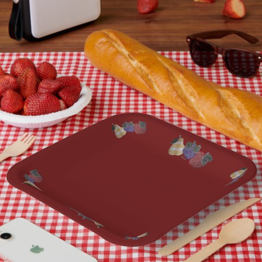 Land Fruit Cranberry gekleurd Papieren Bordje (Picknick)