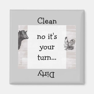 Land Fun Cow Rooster Dishwasher Magnet
