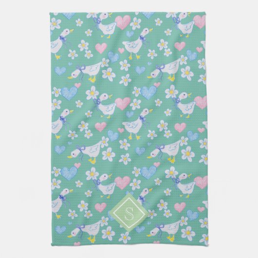 land ganzenpatroon monogram theedoek (Verticaal)
