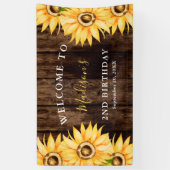 Land Geel Zonnebloem Verjaardagsfeest Welkom Spandoek (Verticaal)
