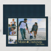 Land geruite traditionele kerstfotovakantie feestdagenkaart (Voorkant / Achterkant)