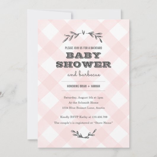 Land Gingham Baby shower Kaart (Voorkant)