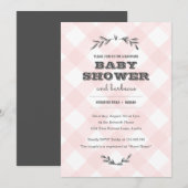 Land Gingham Baby shower Kaart (Voorkant / Achterkant)