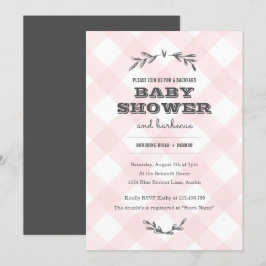 Land Gingham Baby shower Kaart