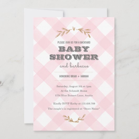 Land Gingham Baby shower Kaart (Voorkant)
