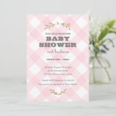 Land Gingham Baby shower Kaart (Staand voorkant)