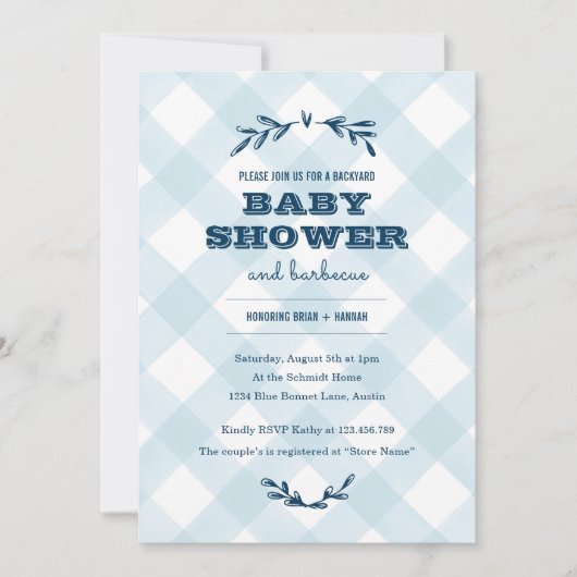 Land Gingham Baby shower Kaart (Voorkant)