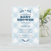 Land Gingham Baby shower Kaart (Staand voorkant)