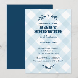 Land Gingham Baby shower Kaart