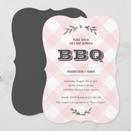 Land Gingham Baby shower Kaart (Voorkant / Achterkant)