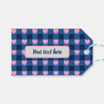 Land Gingham Blauw Roze Hart Patroon