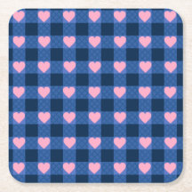 Land Gingham Blauw Roze Hart Patroon