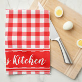 Land Gingham Decor Farmhouse Custom Red Theedoek (Quarter Fold)