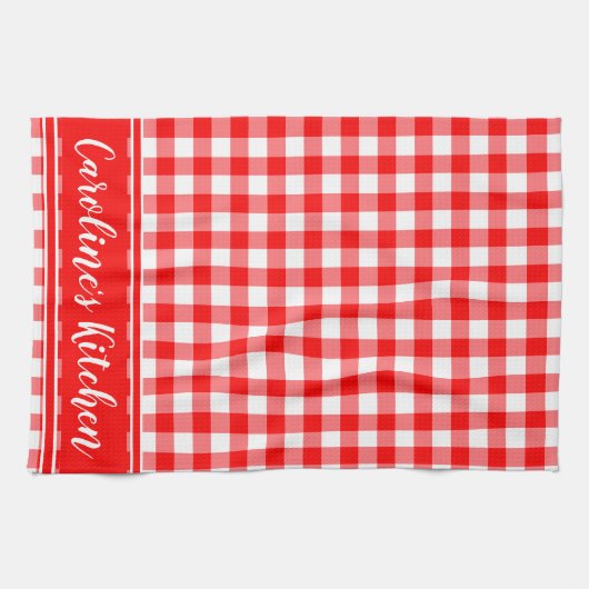 Land Gingham Decor Farmhouse Custom Red Theedoek (Horizontaal)