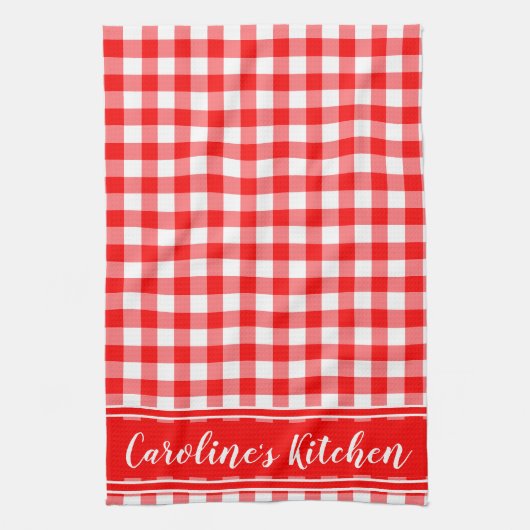 Land Gingham Decor Farmhouse Custom Red Theedoek (Verticaal)