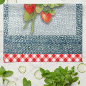 Land Gingham, Denemarken en aardbeien Theedoek (Gevouwen)