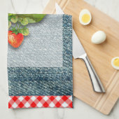 Land Gingham, Denemarken en aardbeien Theedoek (Quarter Fold)